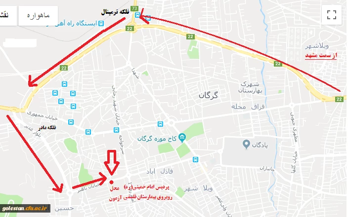 کروکی محل برگزاری آزمون اصلح