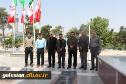 ادای احترام مسئولین و کارکنان پردیس آیت الله خامنه ای به مقام شامخ شهدای حماسه سوم خرداد61 3
