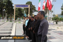 ادای احترام مسئولین و کارکنان پردیس آیت الله خامنه ای به مقام شامخ شهدای حماسه سوم خرداد61 2