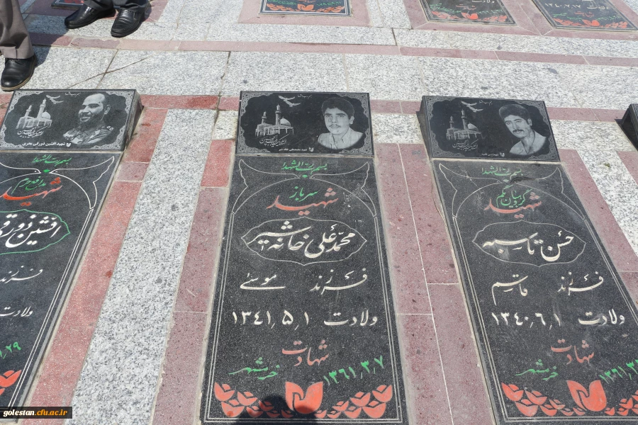 ادای احترام مسئولین و کارکنان پردیس آیت الله خامنه ای به مقام شامخ شهدای حماسه سوم خرداد61 4