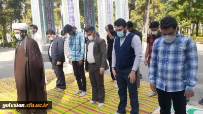 به مناسبت هفته دفاع مقدس برگزارشد.

مراسم نماز جماعت ظهر و زیارت عاشورا و غبار روبی و عطر افشانی مزار مطهر شهدای گمنام شهرستان گنبد کاووس