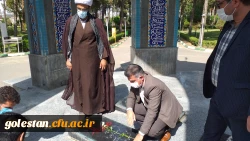 مراسم نماز جماعت ظهر و زیارت عاشورا و غبار روبی و عطر افشانی مزار مطهر شهدای گمنام شهرستان گنبد کاووس 7