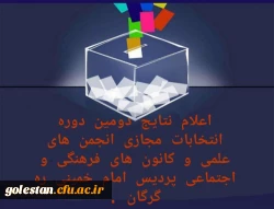 اعلام نتایج دومین دوره انتخابات مجازی انجمن های علمی و کانون های فرهنگی اجتماعی پردیس امام خمینی(ره) گرگان 2