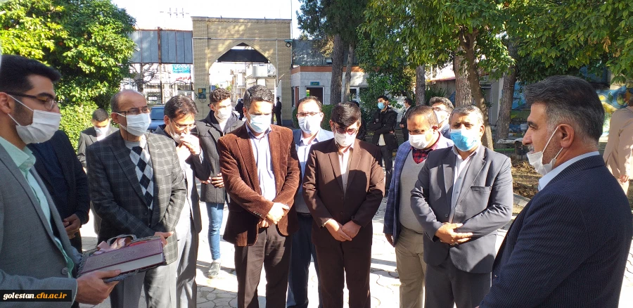 با حضور دکتر نوید ثنائی سرپرست دانشگاه فرهنگیان استان گلستان، حجت الاسلام و المسلمین دکتر علیرضارحیمی نژاد مسئول دفتر نهاد مقام معظم رهبری در دانشگاه فرهنگیان استان گلستان، مهندس جلال الدین تاج پور ریاست آموزش و پرورش شهرستان کلاله و سایر مدعوین انجام شد: