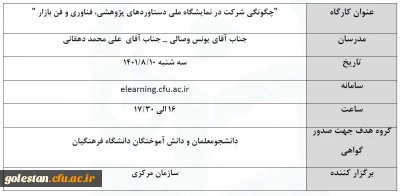 کارگاه آموزشی ویژه شرکت کنندگان نمایشگاه ملی دستاوردهای پژوهشی، فناوری و فن بازار 